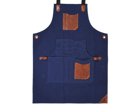 Turin Waxed Canvas Apron - Navy Blue