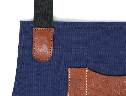 Turin Waxed Canvas Apron - Navy Blue