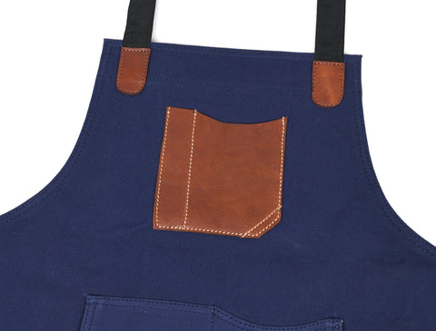 Turin Waxed Canvas Apron - Navy Blue