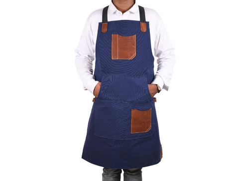 Turin Waxed Canvas Apron - Navy Blue