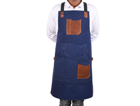 Turin Waxed Canvas Apron - Navy Blue