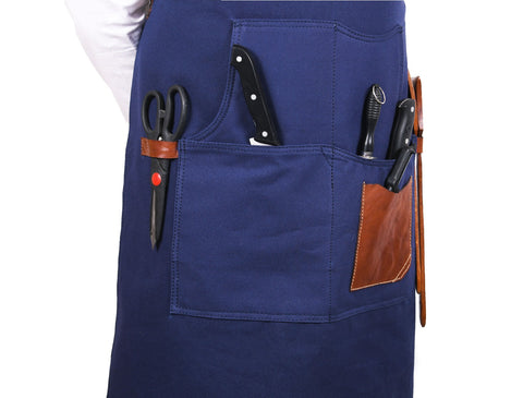 Turin Waxed Canvas Apron - Navy Blue