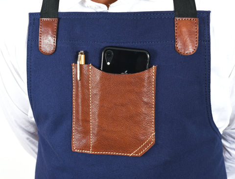 Turin Waxed Canvas Apron - Navy Blue