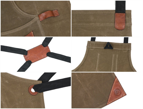 Turin Waxed Canvas Apron - Pickle Green