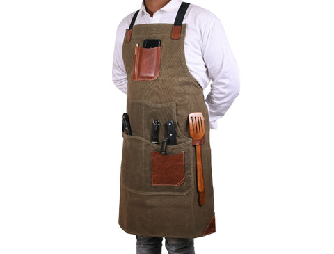 Turin Waxed Canvas Apron - Pickle Green