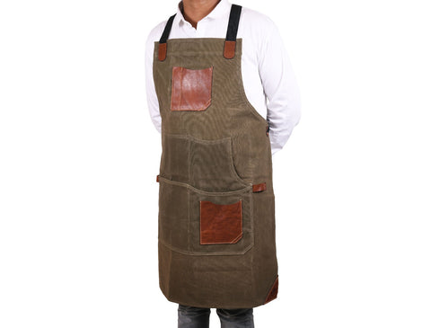 Turin Waxed Canvas Apron - Pickle Green