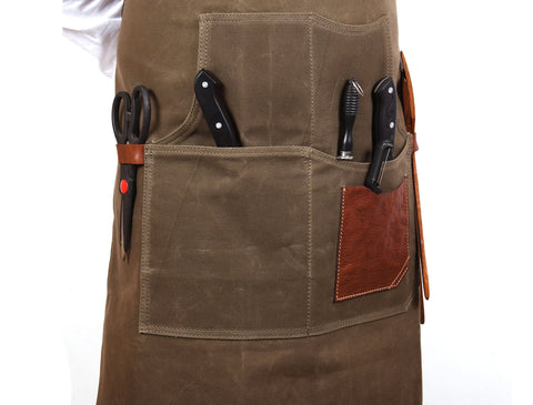 Turin Waxed Canvas Apron - Pickle Green