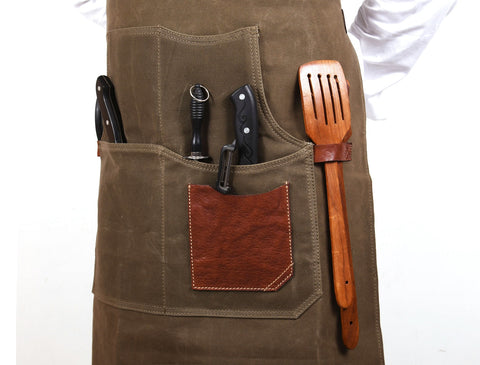 Turin Waxed Canvas Apron - Pickle Green