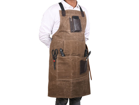 Turin Waxed Canvas Apron - Olive