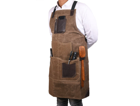 Turin Waxed Canvas Apron - Olive