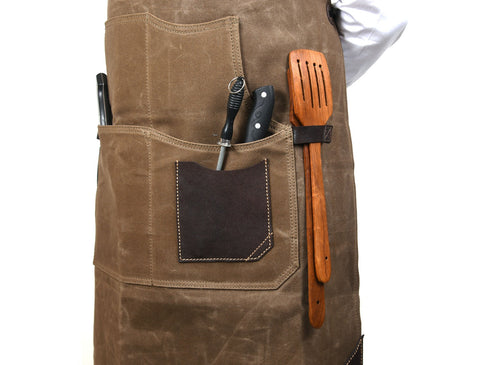 Turin Waxed Canvas Apron - Olive