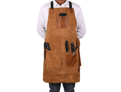 Serena Suede Apron - Tawny Brown