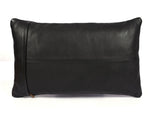 Arizona Leather Pillow Cover - Raven Black - Cabrini - Elegance Perfected