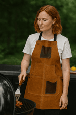 Arucas Suede Apron - Caramel Brown - Cabrini - Elegance Perfected