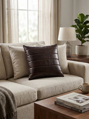 Baltimore Leather Pillow Cover - Walnut Brown - Cabrini - Elegance Perfected