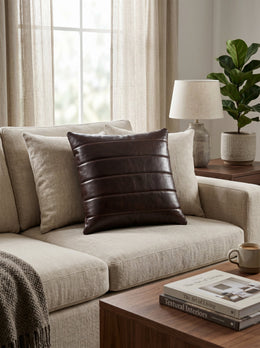 Baltimore Leather Pillow Cover - Walnut Brown - Cabrini - Elegance Perfected