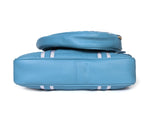 Blue Quilted Leather Laptop Tote Bag with Detachable Pouch | Premium Office & Travel Handbag for Women - Cabrini - Elegance Perfected