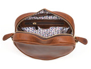 Cabrini Heart - Shaped Leather Crossbody Bag – Brown with Floral Lining - Cabrini - Elegance Perfected