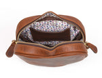 Cabrini Heart - Shaped Leather Crossbody Bag – Brown with Floral Lining - Cabrini - Elegance Perfected