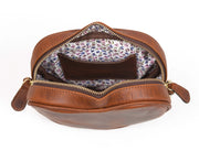 Cabrini Heart - Shaped Leather Crossbody Bag – Brown with Floral Lining - Cabrini - Elegance Perfected