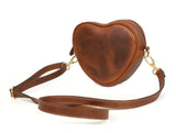 Cabrini Heart - Shaped Leather Crossbody Bag – Brown with Floral Lining - Cabrini - Elegance Perfected