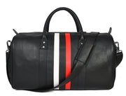 CABRINI Monaco Duffel – Black Travel Bag with Heritage Stripes - Cabrini - Elegance Perfected
