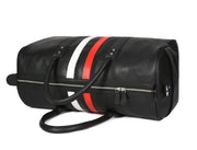 CABRINI Monaco Duffel – Black Travel Bag with Heritage Stripes - Cabrini - Elegance Perfected