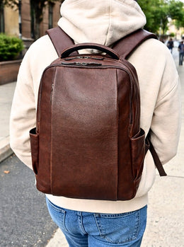 Cabrini Morano – Premium Full - Grain Brown Leather Laptop Backpack - Cabrini - Elegance Perfected