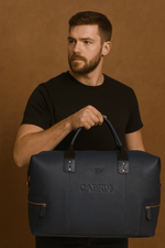 Cabrini Navy Blue Leather Duffle Bag – Spacious & Travel - Ready - Cabrini - Elegance Perfected