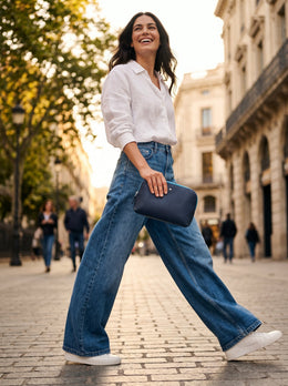 Cabrini Navy & Blue Leather Pouch – Pebble - Grain Texture - Cabrini - Elegance Perfected