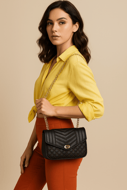 CABRINI Noir – Classic Black Quilted Shoulder Bag - Cabrini - Elegance Perfected