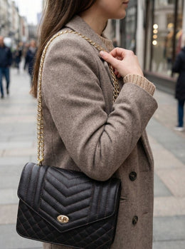 CABRINI Noir – Classic Black Quilted Shoulder Bag - Cabrini - Elegance Perfected