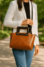 Cabrini Polaris Leather Shopper Bag – Tan Brown - Cabrini - Elegance Perfected