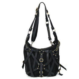 Cabrini Rebel Harness Tote – Black Suede & Full Grain Leather - Cabrini - Elegance Perfected