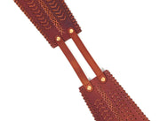 Cabrini Red Leather Belt – Double Buckle Design | Textured Brown Finish - Cabrini - Elegance Perfected