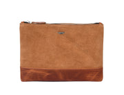Cabrini Starlit Leather & Suede Zip Pouch – Brown - Cabrini - Elegance Perfected