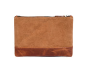 Cabrini Starlit Leather & Suede Zip Pouch – Brown - Cabrini - Elegance Perfected