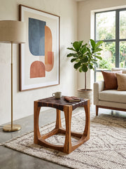 Carolina Teak Wood Stool - Walnut Brown - Cabrini - Elegance Perfected