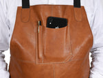 Chef & Artist Apron in Full Grain Leather – Tan Brown - Cabrini - Elegance Perfected