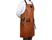 Chef & Artist Apron in Full Grain Leather – Tan Brown - Cabrini - Elegance Perfected