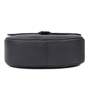 Classic Black Leather Crossbody Sling Bag with Flap Closure - Cabrini - Elegance Perfected