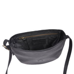 Classic Black Leather Crossbody Sling Bag with Flap Closure - Cabrini - Elegance Perfected
