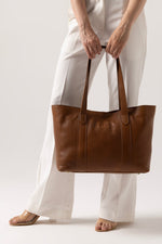 Classic Brown Tote Bag with Metal Bit Detail – Elegant Everyday Carry - Cabrini - Elegance Perfected