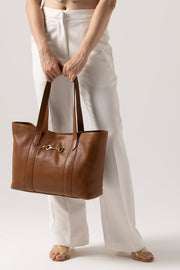 Classic Brown Tote Bag with Metal Bit Detail – Elegant Everyday Carry - Cabrini - Elegance Perfected