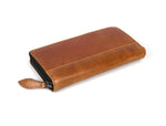 Classic Tan Leather Zip - Around Ladies Clutch - Cabrini - Elegance Perfected