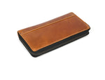 Classic Tan Leather Zip - Around Ladies Clutch - Cabrini - Elegance Perfected