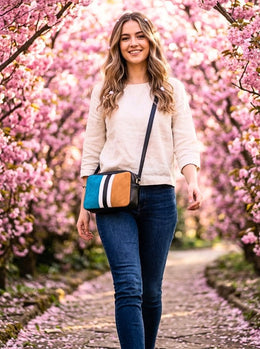 Compact Colorblock Leather Crossbody Bag - Cabrini - Elegance Perfected