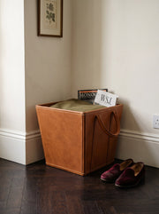 Damocle Leather Bin - Caramel Brown - Cabrini - Elegance Perfected
