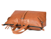 Elegant Tan Leather Travel Bag – Premium Handcrafted Duffel - Cabrini - Elegance Perfected