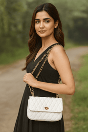 Elegant White Quilted Shoulder Bag - Cabrini - Elegance Perfected